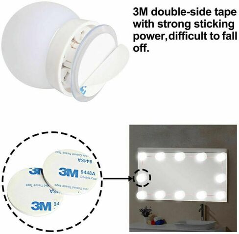 ZEZEFUFU LED Vanity Mirror Lights Kit with 10 Dimmable Light Bulbs 10 Adjustable White Makeup Lamp New in Saudi Arabia