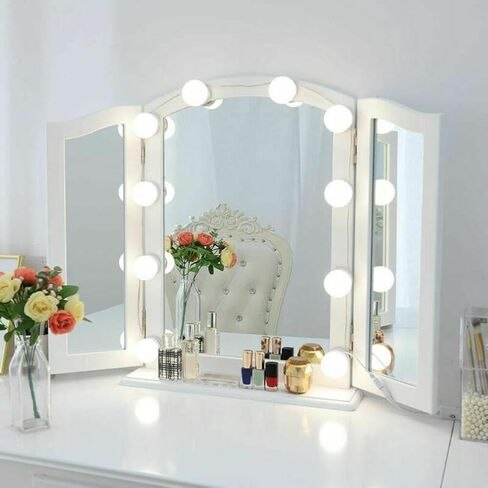 ZEZEFUFU LED Vanity Mirror Lights Kit with 10 Dimmable Light Bulbs 10 Adjustable White Makeup Lamp New in Saudi Arabia