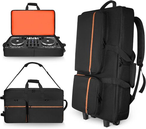ORKELS Rolling DJ Controller Case for DDJ-400/800/1000/FLX4/FLX2/REV7/REV5/GRV6, 29" Waterproof Travel Bag for DJ Equipment, 900D Oxford Wheeled DJ Backpack with Laptop Compartment in Saudi Arabia