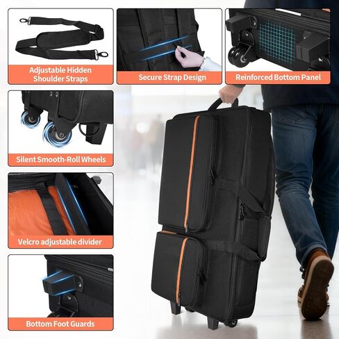 ORKELS Rolling DJ Controller Case for DDJ-400/800/1000/FLX4/FLX2/REV7/REV5/GRV6, 29" Waterproof Travel Bag for DJ Equipment, 900D Oxford Wheeled DJ Backpack with Laptop Compartment in Saudi Arabia