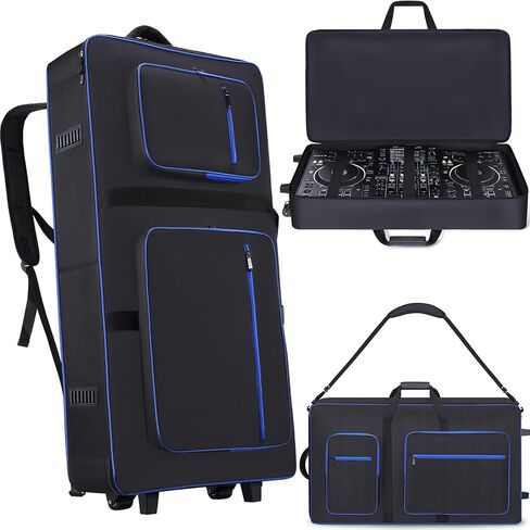 DJ Controller Case with Wheels Compatible with XDJ-AZ/XDJ-XZ/DDJ-SZ/RZ, Rolling DJ Travel Gig Bag with 10MM Soft Padded & Multi-pocket for DJ Controller & Accessories (with Wheels) in Saudi Arabia