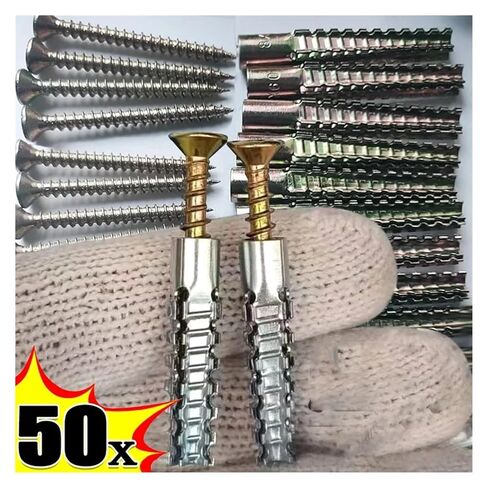 Steel Wall Anchor with Screws Kit Metal Expansion Tube Pipe Self Tapping Screw Drilling Plug Concrete Fasteners Bolt(Style-D,20PCS) in Saudi Arabia