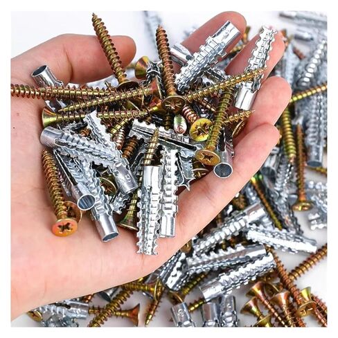 Steel Wall Anchor with Screws Kit Metal Expansion Tube Pipe Self Tapping Screw Drilling Plug Concrete Fasteners Bolt(Style-D,20PCS) in Saudi Arabia