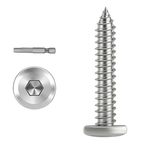 100-Piece M3 x 10mm Black Self-Tapping Screws - 304 Stainless Steel Flat Head Hex Socket Cap Screws with Drive Bit, for Wood and Thin Metal in Saudi Arabia