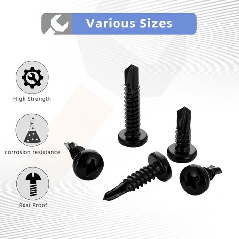 Mellewell #10 x 3/4" Pan Head Self Drilling Screws, Self Tapping Sheet Metal Screws, Black Finish 410 Stainless Steel, 100 PCS in Saudi Arabia
