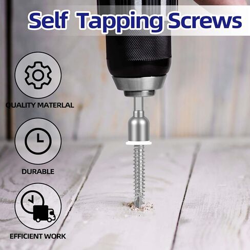 #10 x 3/4" Hex Washer Head Self Tapping Screws, TEK Screws, Self Drilling, Stainless Steel 410 Sheet Metal Screws, White Head, 100 PCS in Kuwait