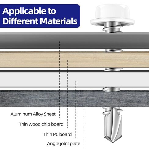 #10 x 3/4" Hex Washer Head Self Tapping Screws, TEK Screws, Self Drilling, Stainless Steel 410 Sheet Metal Screws, White Head, 100 PCS in Kuwait