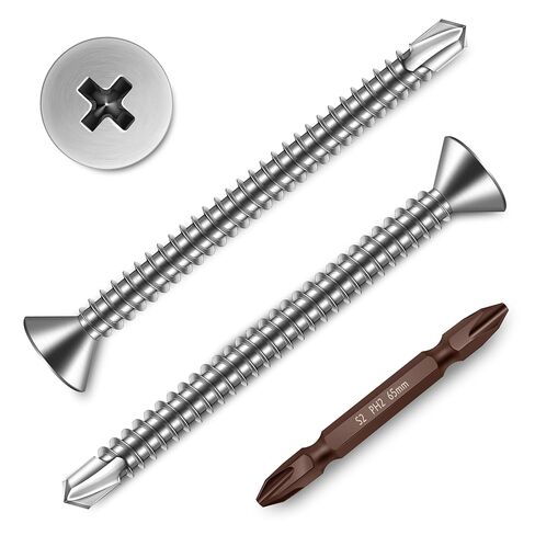 Mywish (150Pcs) #8 x 2 Self Tapping Screws, Flat Phillips Head Sheet Metal Screws, Tek Self Drilling Mouting Screw for Metal Plastic Wood, Fast Tapping, 410 Stainless Steel in Saudi Arabia