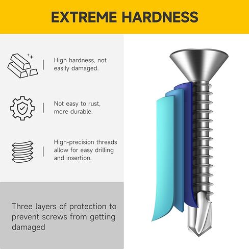 Mywish (150Pcs) #8 x 2 Self Tapping Screws, Flat Phillips Head Sheet Metal Screws, Tek Self Drilling Mouting Screw for Metal Plastic Wood, Fast Tapping, 410 Stainless Steel in Saudi Arabia