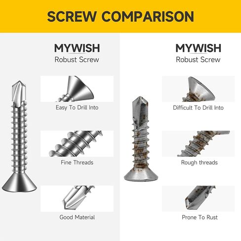 Mywish (150Pcs) #8 x 2 Self Tapping Screws, Flat Phillips Head Sheet Metal Screws, Tek Self Drilling Mouting Screw for Metal Plastic Wood, Fast Tapping, 410 Stainless Steel in Saudi Arabia