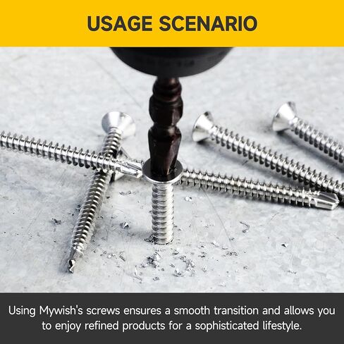 Mywish (150Pcs) #8 x 2 Self Tapping Screws, Flat Phillips Head Sheet Metal Screws, Tek Self Drilling Mouting Screw for Metal Plastic Wood, Fast Tapping, 410 Stainless Steel in Saudi Arabia