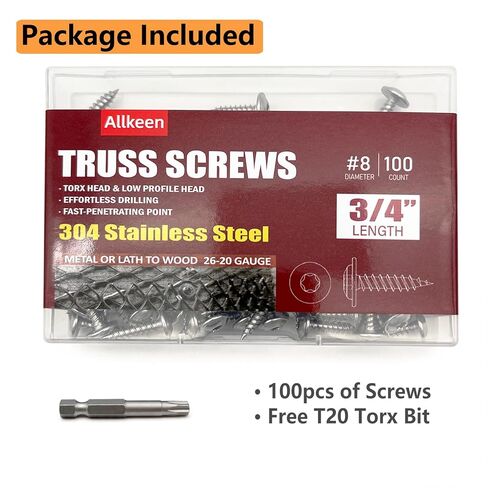 (100 قطعة) #8 × 3/4 بوصة T20 براغي خشبية برأس توركس 304 مسامير تروس ذاتية التنصت من الفولاذ المقاوم للصدأ in Kuwait