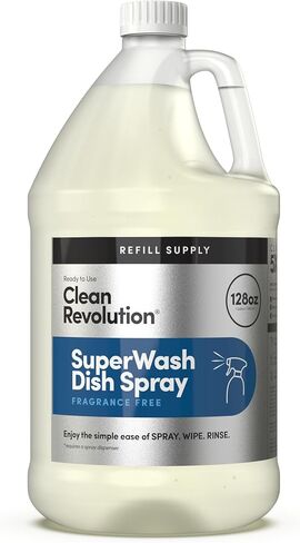 Clean Revolution SuperWash Dish Soap Spray 128oz Refill Supply Container, Ready to Use Formula, Citrus Fragrance, 1 Pack in Kuwait