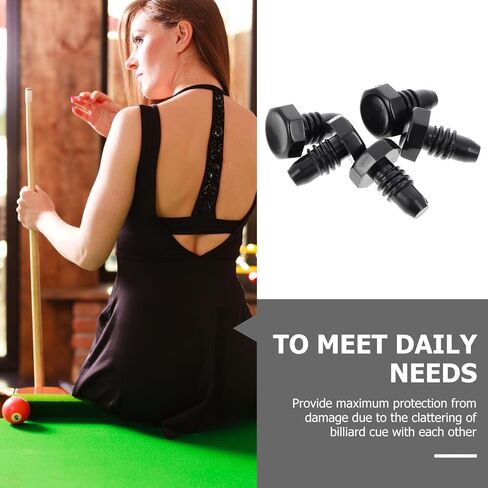 5pcs Black Plastic Billiard Cue Bottom Protection Plugs Lightweight Cue Tail Covers for Pool and Snooker Billiard Supplies in Saudi Arabia
