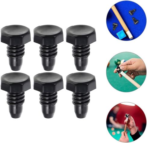 6pcs Black Plastic Billiard Cue Tail Protection Plugs for Snooker Pool Cue Bottom Covers Replacement Snooker Supplies for End Protection in Saudi Arabia