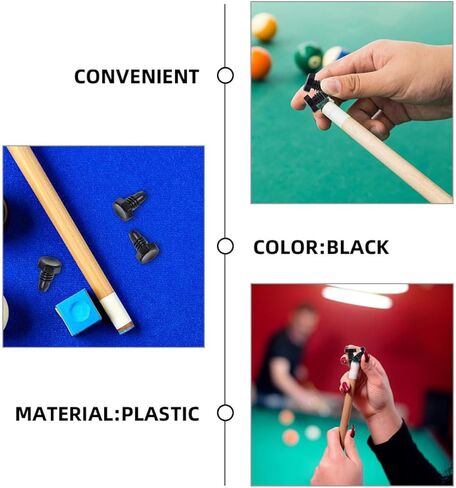 6pcs Black Plastic Billiard Cue Tail Protection Plugs for Snooker Pool Cue Bottom Covers Replacement Snooker Supplies for End Protection in Saudi Arabia