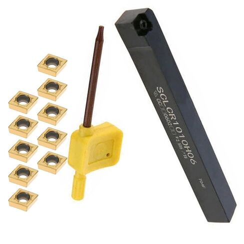 10-Pack CCMT060204 Carbide Inserts with SCLCR1010H06 Lathe Tool Holder, Alloy Steel External Turning Tool for Steel Stainless Steel Cast Iron Machining in Saudi Arabia