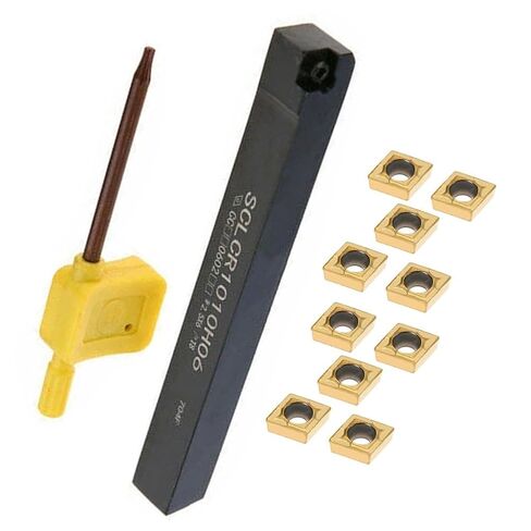 10-Pack CCMT060204 Carbide Inserts with SCLCR1010H06 Lathe Tool Holder, Alloy Steel External Turning Tool for Steel Stainless Steel Cast Iron Machining in Saudi Arabia