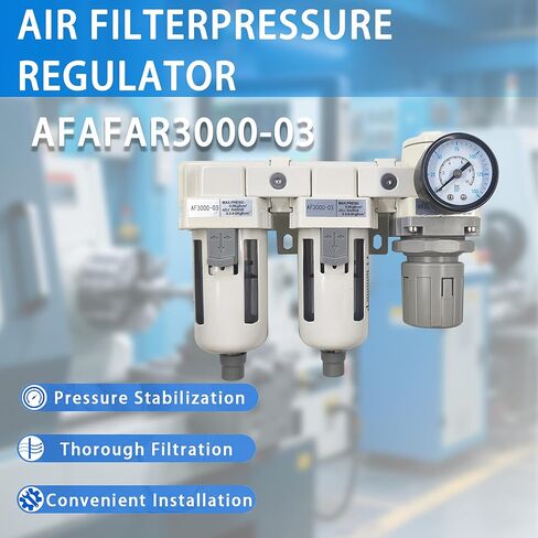 مجموعة تشحيم منظم فلتر الهواء المضغوط XingNEeng 3/8 بوصة NPT (FRL)، فاصل مصيدة الماء/الزيت، منظم ضغط الهواء مع مقياس الضغط (0-150 رطل لكل بوصة مربعة)، تصريف شبه تلقائي، وعاء بولي، دعامة معدنية in Kuwait