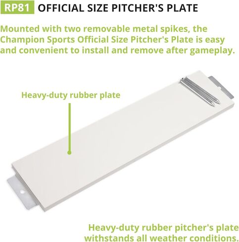 Champion Sports Heavy Duty Rubber Pitcher's Plate - All- Weather Official Size Pitcher's Plate in Saudi Arabia
