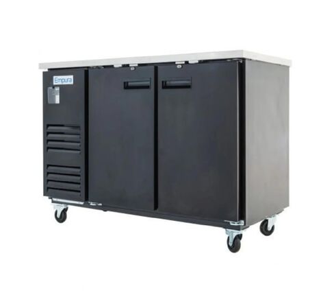 EMPURA 59" Back Bar Cooler Cabinet with Two-Swing Solid Doors | Commercial Refrigerator Fridge for Beverage Beer Soda | 16.6 Cu. Ft. | 58.75"W x 27.63"D x 42.5"H, Black Steel Exterior Finish, 115V in Kuwait
