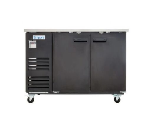 EMPURA 59" Back Bar Cooler Cabinet with Two-Swing Solid Doors | Commercial Refrigerator Fridge for Beverage Beer Soda | 16.6 Cu. Ft. | 58.75"W x 27.63"D x 42.5"H, Black Steel Exterior Finish, 115V in Kuwait
