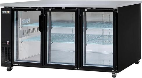 Frigos Premium FGP-BB-72G 72.8" Back Bar Refrigerator (3) Glass Door 19.6 Cu Ft - Ideal for Commercial Kitchen - Black Commercial Wine Cooler Included Liftgate in Kuwait