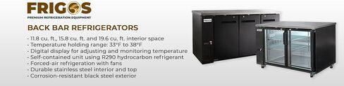 Frigos Premium FGP-BB-72G 72.8" Back Bar Refrigerator (3) Glass Door 19.6 Cu Ft - Ideal for Commercial Kitchen - Black Commercial Wine Cooler Included Liftgate in Kuwait