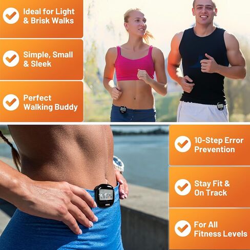عداد خطوات ثلاثي الأبعاد لرياضات المشي والجري - عداد الخطوات مع مشبك وحبل قصير، شاشة LCD كبيرة لتتبع اللياقة البدنية للرجال والنساء والأطفال وكبار السن وسهل الاستخدام in Kuwait