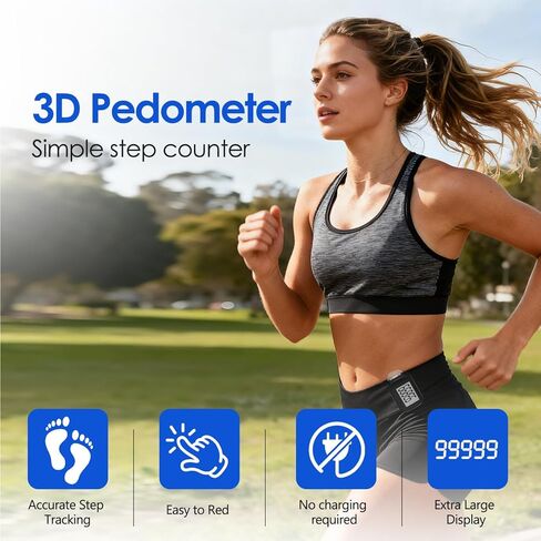 4 Pack Pedometer for Walking, Simple Step Counter 3D Pedometer with Removable Clip and Lanyard, Step Tracker with Large Digital Display, Accurate Step Tracking for Men Women Kids in Kuwait