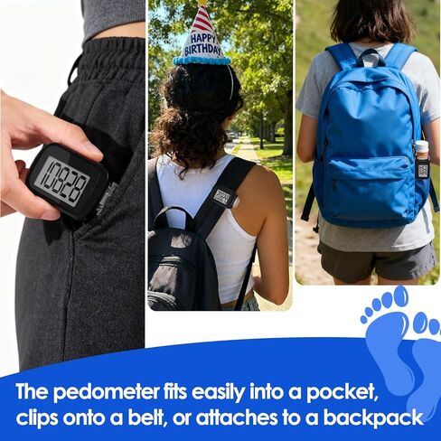 4 Pack Pedometer for Walking, Simple Step Counter 3D Pedometer with Removable Clip and Lanyard, Step Tracker with Large Digital Display, Accurate Step Tracking for Men Women Kids in Kuwait
