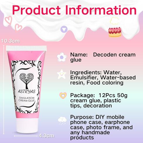 محاكاة ASTERYAS غراء كريمة مخفوقة ، 9pcs 50g decoden cream clay glue diy case kit kit silicone cream sthesive with 14 blastic decoring fat in Kuwait