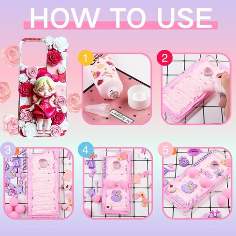 محاكاة ASTERYAS غراء كريمة مخفوقة ، 9pcs 50g decoden cream clay glue diy case kit kit silicone cream sthesive with 14 blastic decoring fat in Kuwait