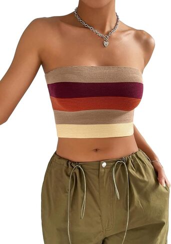 GORGLITTER المرأة مثير كتلة اللون محبوك صديرية دائرية حمالة الضلع متماسكة المحاصيل الأعلى تانك الأعلى in Kuwait