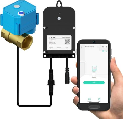 YoLink Smart Valve Controller 2 with 1" Brass Motorized Ball Valve in Kuwait