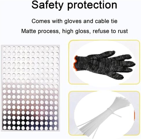 Stainless Steel Balcony Protection Mesh Sheet - Easy Install Perforated Metal Plate (55x50CM) with Ties & Gloves - Weather-Resistant Safety Barrier for Outdoor Use in Saudi Arabia
