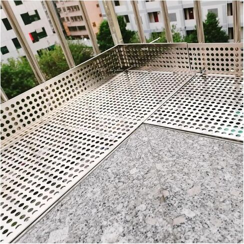 304 Stainless Steel Perforated Balcony Protection Sheet, Leak-Proof Window Pads with Ties, 15x100 cm Safety Cover for Outdoor Use, Durable & Weather Resistant in Kuwait
