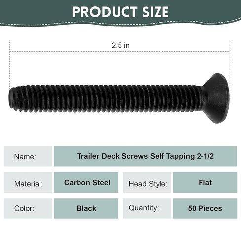 100 Pcs Trailer Deck Screws, 5/16-18 x 2-1/2" Trailer Deck Screws Type F Thread Cutting, Flathead T40 Torx Drive for Trailer Flooring & Metal in Kuwait