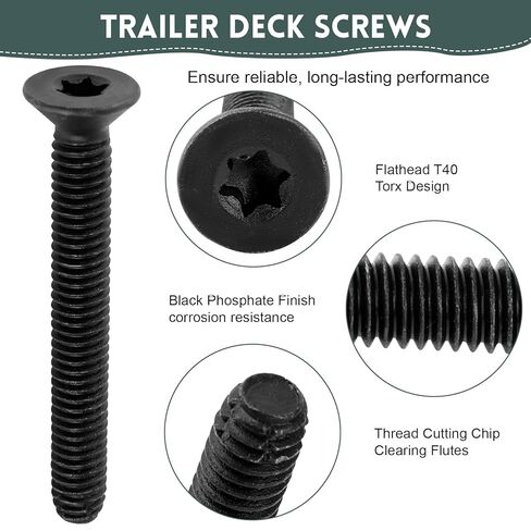 100 Pcs Trailer Deck Screws, 5/16-18 x 2-1/2" Trailer Deck Screws Type F Thread Cutting, Flathead T40 Torx Drive for Trailer Flooring & Metal in Kuwait