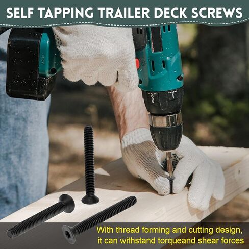 100 Pcs Trailer Deck Screws, 5/16-18 x 2-1/2" Trailer Deck Screws Type F Thread Cutting, Flathead T40 Torx Drive for Trailer Flooring & Metal in Kuwait