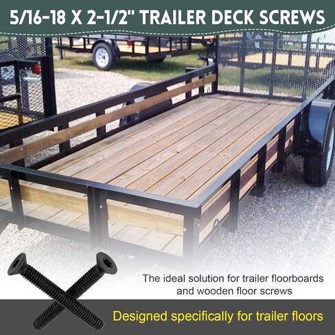 100 Pcs Trailer Deck Screws, 5/16-18 x 2-1/2" Trailer Deck Screws Type F Thread Cutting, Flathead T40 Torx Drive for Trailer Flooring & Metal in Kuwait