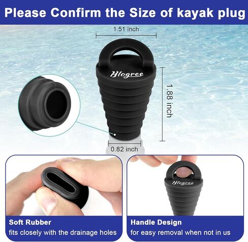 8 Pack 1.25" Kayak Scupper Plugs for Boats with Ring Pull, Rubber Drain Plugs, Livewell Boat Drain Plug Kit, for Universal Kayak Plugs, Scupper Plugs, Kayak Canoe Boat in Kuwait