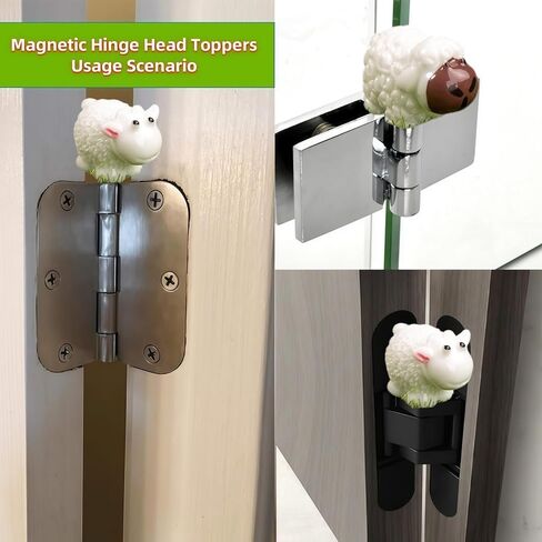 Hinge Heads Decorative Topper Set 6PCS, Home Decoration,Magnetic Hinge Head Toppers Door Hinge, Cute Mini Creative Red and White Mouth Sheep Resin Ornament in Saudi Arabia