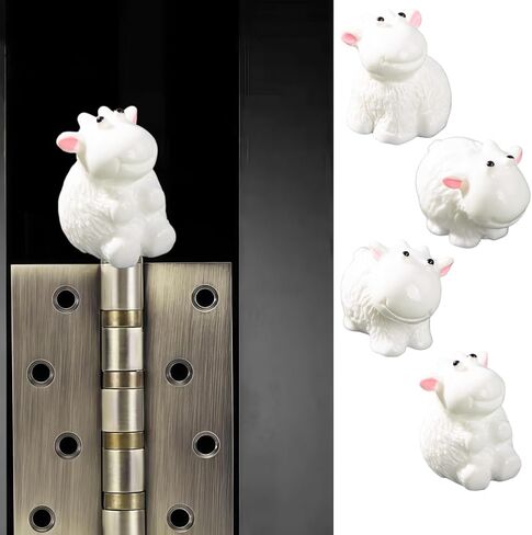 Hinge Heads Decorative Topper Set 4PCS, Home Decoration,Magnetic Hinge Head Toppers Door Hinge, Cute Mini Creative Small Sheep Resin Ornament in Saudi Arabia