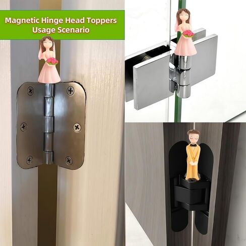 Hinge Heads Decorative Topper Set 2PCS, Home Decoration,Magnetic Hinge Head Toppers Door Hinge, Cute Mini Creative Pink Wedding Dress, Yellow Formal Dress, Flower Bouquet, Couple Resin Ornament in Saudi Arabia