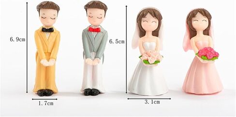 Hinge Heads Decorative Topper Set 2PCS, Home Decoration,Magnetic Hinge Head Toppers Door Hinge, Cute Mini Creative Pink Wedding Dress, Yellow Formal Dress, Flower Bouquet, Couple Resin Ornament in Saudi Arabia