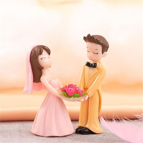 Hinge Heads Decorative Topper Set 2PCS, Home Decoration,Magnetic Hinge Head Toppers Door Hinge, Cute Mini Creative Pink Wedding Dress, Yellow Formal Dress, Flower Bouquet, Couple Resin Ornament in Saudi Arabia