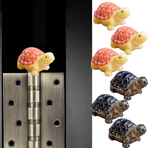 Hinge Heads Decorative Topper Set 6PCS, Home Decoration,Magnetic Hinge Head Toppers Door Hinge, Cute Mini Creative Two Tone Turtle Resin Ornament in Saudi Arabia