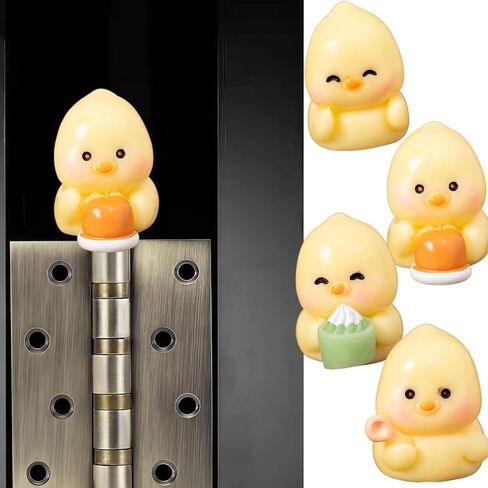 Hinge Heads Decorative Topper Set 4PCS, Home Decoration,Magnetic Hinge Head Toppers Door Hinge, Cute Mini Creative The Little Chicken Eating Dessert in Saudi Arabia