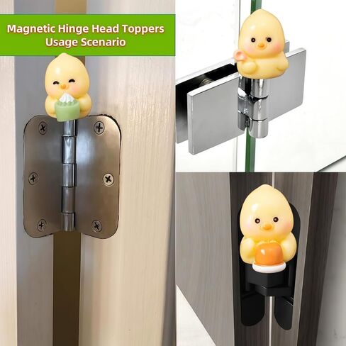 Hinge Heads Decorative Topper Set 4PCS, Home Decoration,Magnetic Hinge Head Toppers Door Hinge, Cute Mini Creative The Little Chicken Eating Dessert in Saudi Arabia